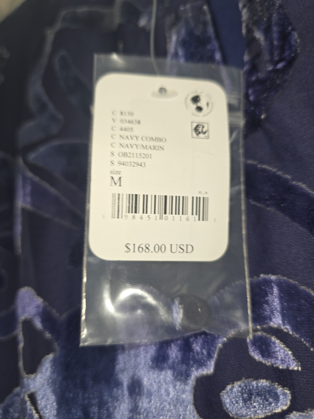 Free People Navy Blue Floral Velvet Mini Dress - Picture 3 of 5